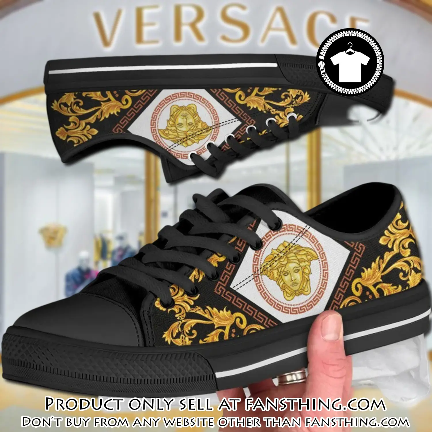 Versace medusa low top canvas shoes luxury brand gifts for men women fst5548262